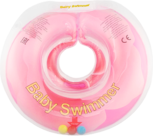Круг на шею для плавания Baby Swimmer 0-36 мес, Серия Флора, Розовый с погремушкой Арт BS12A-B - "Mama's Mart"  Интернет-магазин детских товаров