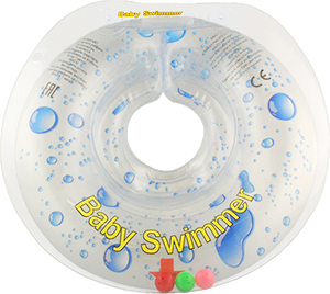 Круг на шею для плавания Baby Swimmer 0-36 мес, Серия Флора, Прозрачный с погремушкой Арт BS12E-B - "Mama's Mart"  Интернет-магазин детских товаров