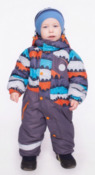 Комбинезон мембранный зимний для мальчика UKI KIDS (Юки кидс), модель Холмики, цвет Серый-оранжевый - "Mama's Mart"  Интернет-магазин детских товаров